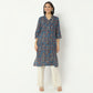 Straight Fit Printed Band Neck Calf Length Kurta