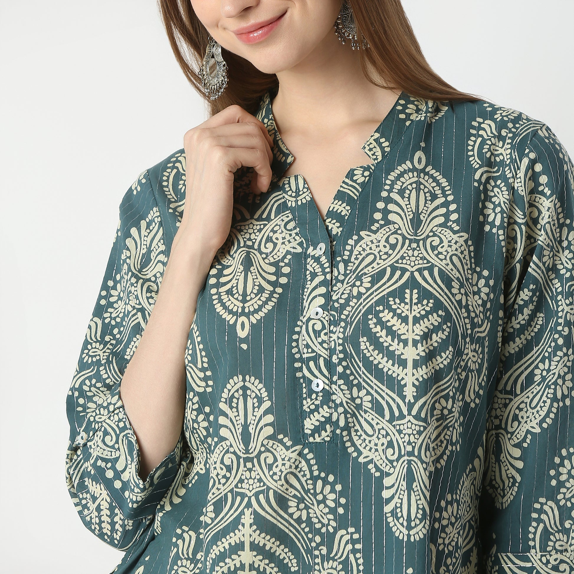 Straight Fit Printed Knee Length Kurta