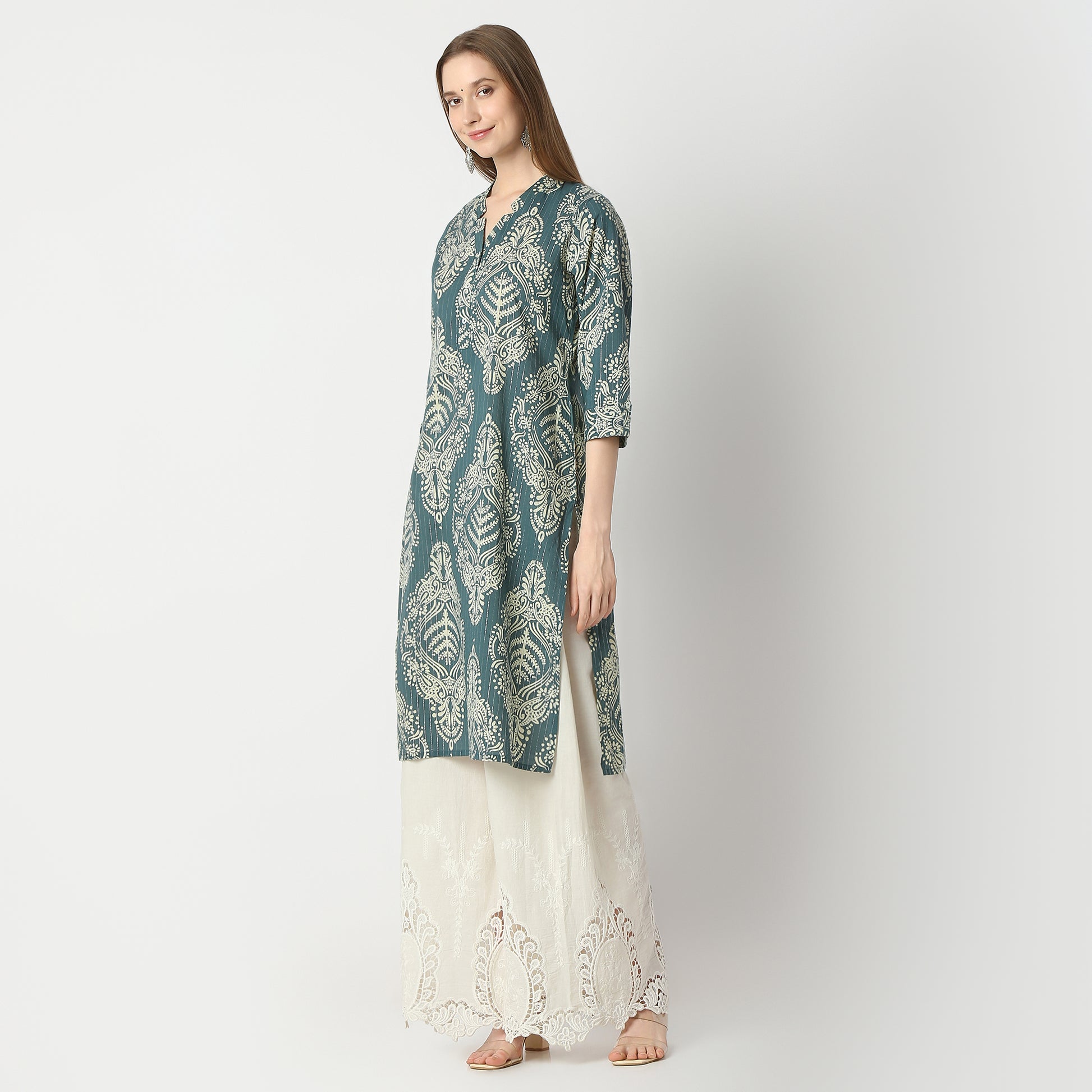 Straight Fit Printed Knee Length Kurta