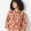 Straight Fit Printed Band Neck Kurta