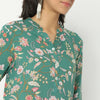 Straight Fit Printed Band Neck Calf Length Kurta