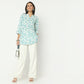 Straight Fit Printed Band Collar Above Knee Kurta