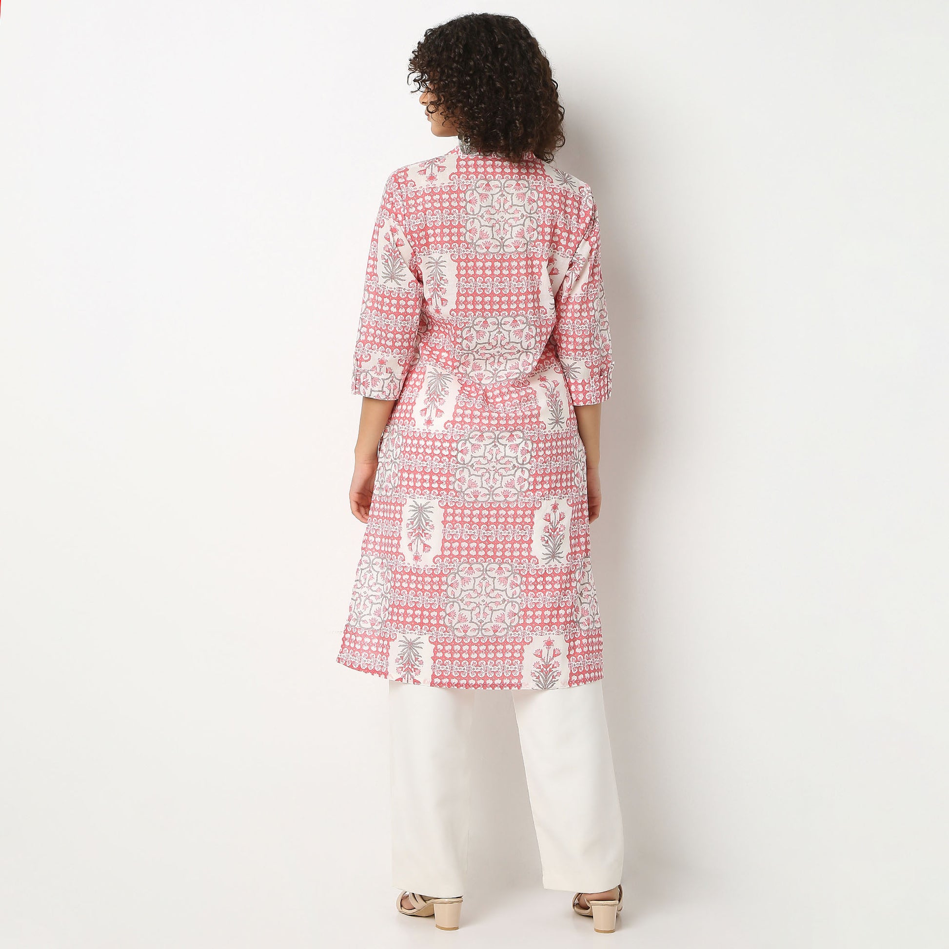 Regular Fit Printed Band Neck Kurta