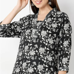 Regular Fit Printed V-Neck Kurta