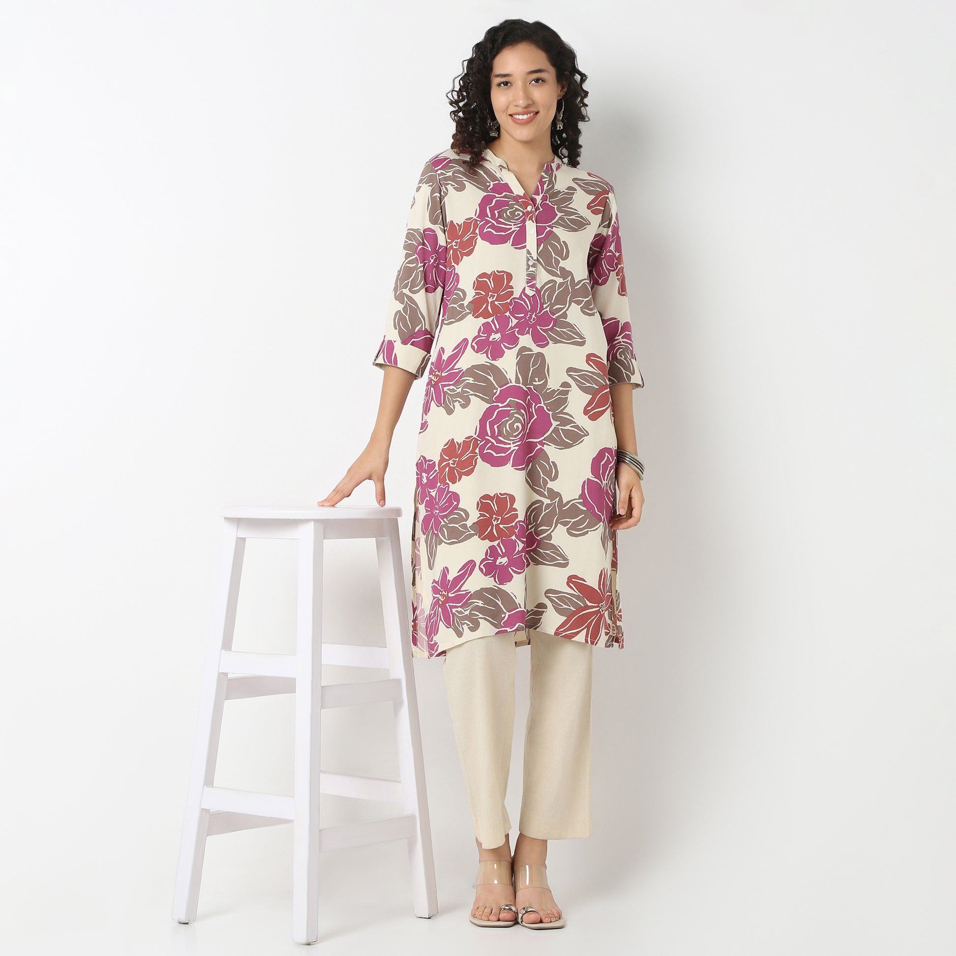 Half Placket Kurta-Rayon