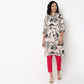 Printed V-Neck With Couching Straight Kurta