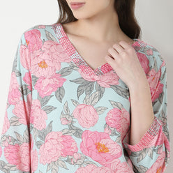 V-Neck With Couching Long Kurta