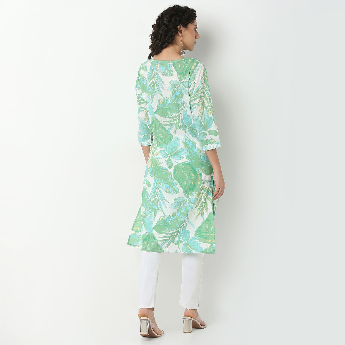 Rayon Printed Kurta with V-Neck