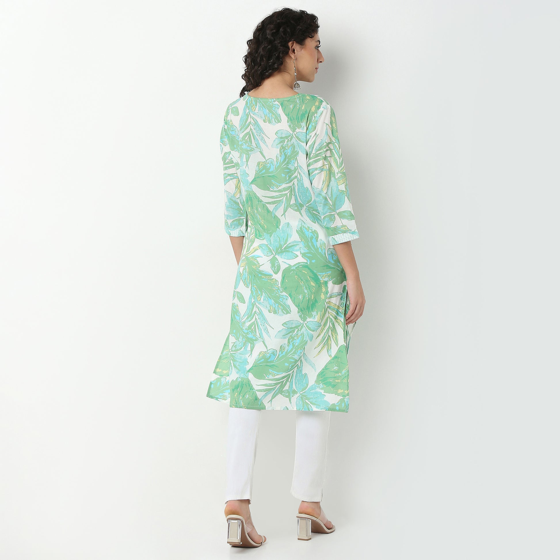 Rayon Printed Kurta with V-Neck