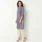 V-Neck Long Kurta With Notched Collar