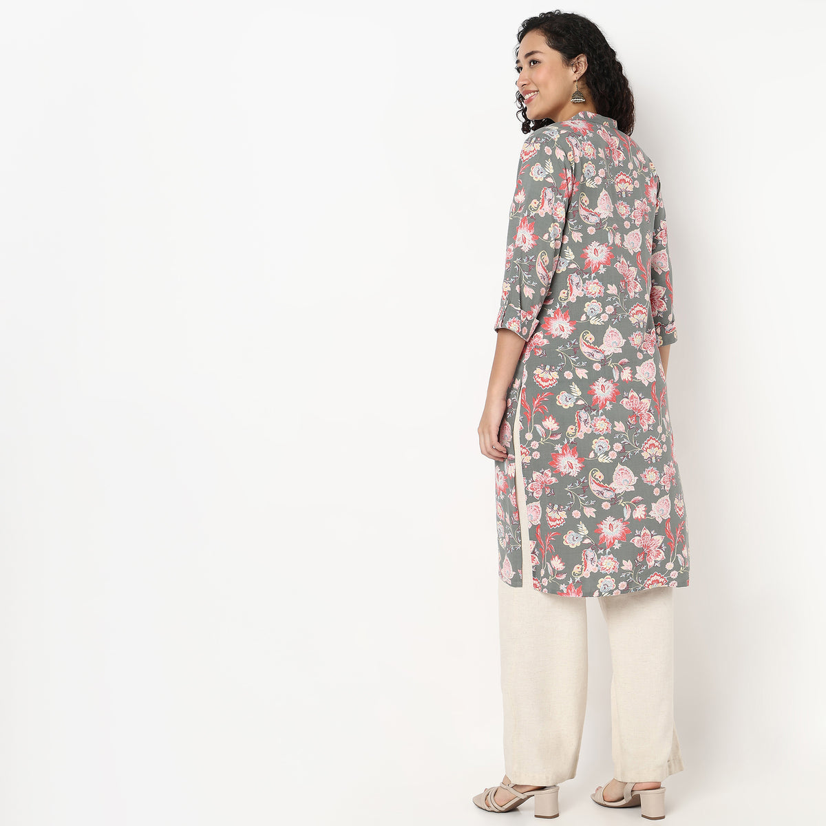 Full Placket Printed Long Kurta