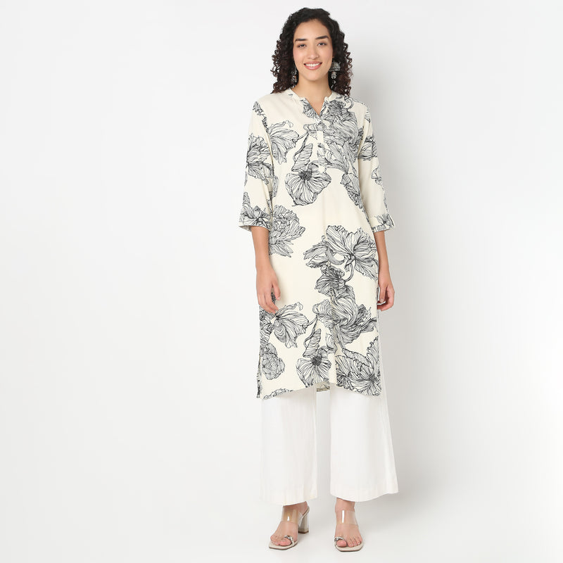 Half Placket Rayon Kurta