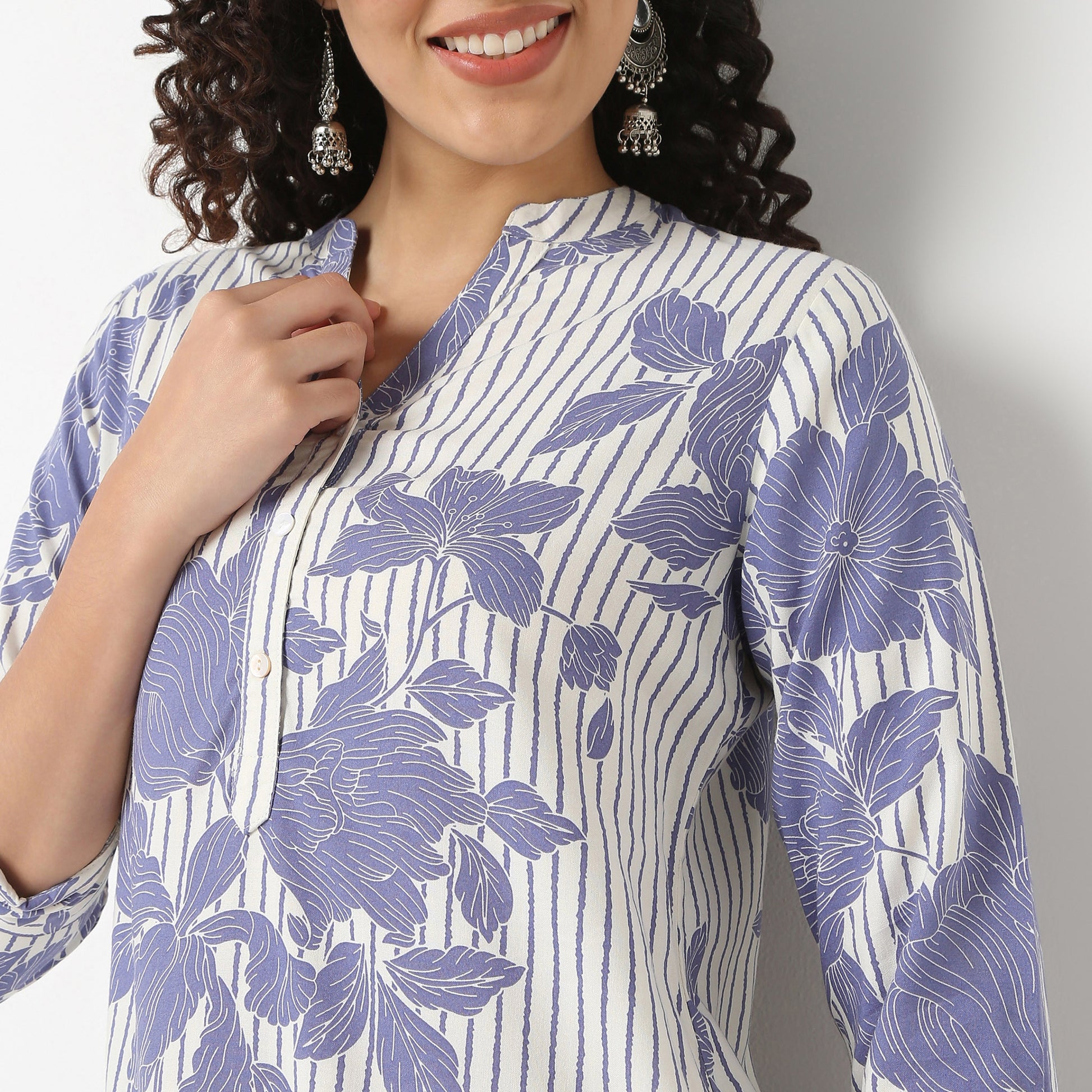 Half Placket Kurta-Rayon