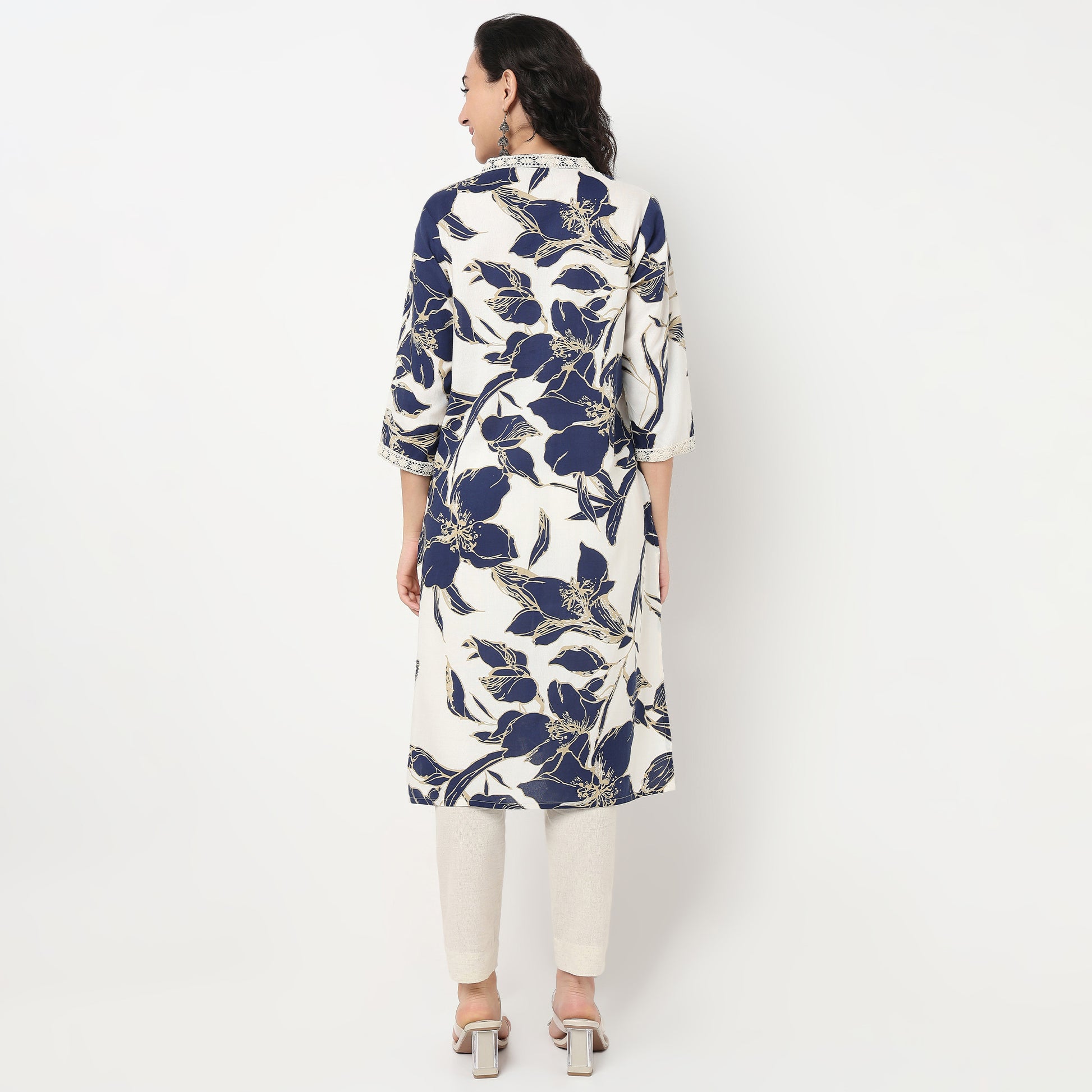 Order Now Women Printed V Neck Straight Fit Ethnic Wear Kurta by Style Union