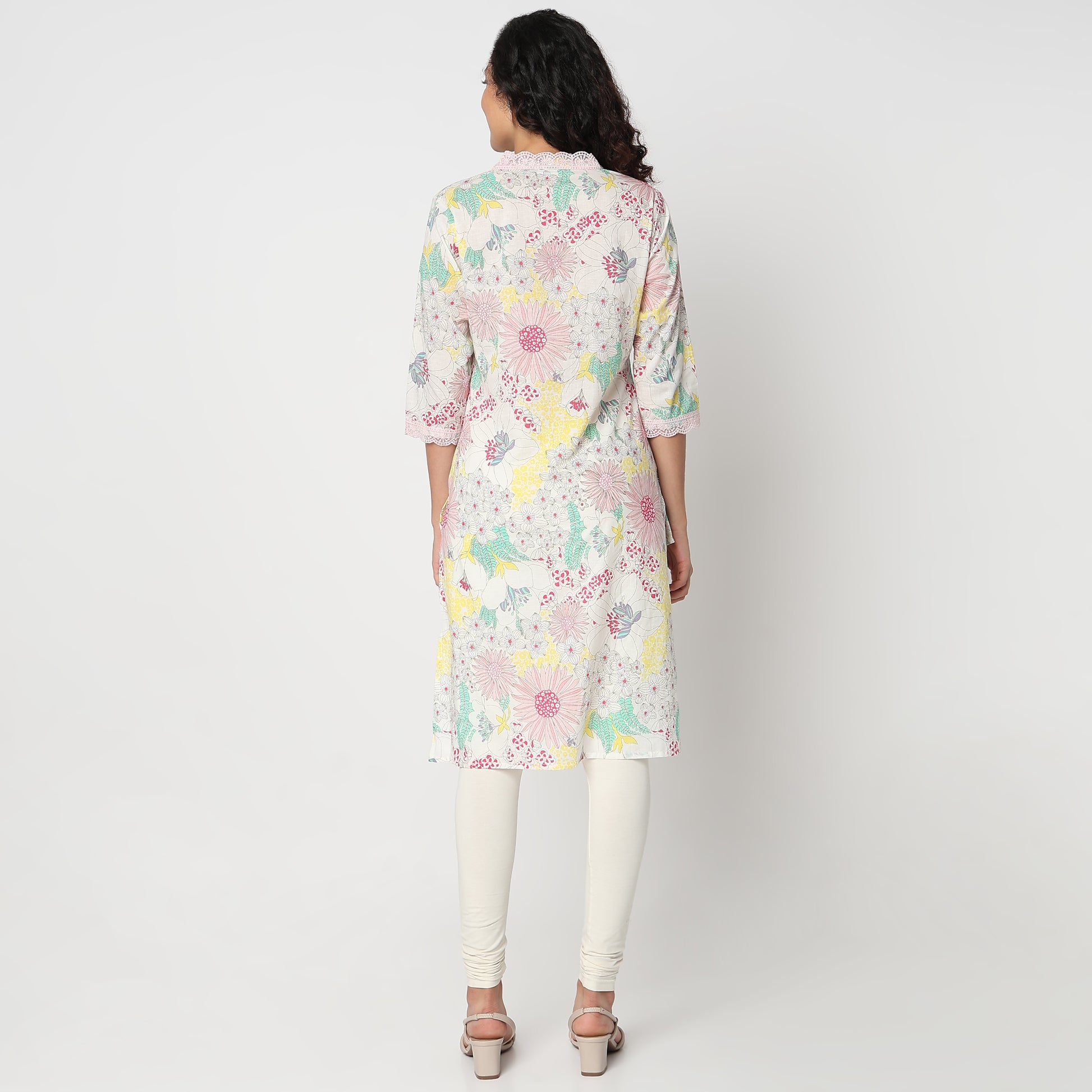 V-Neck Kurta with Long Lace 