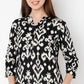 Straight Fit Printed Band Collar Kurta
