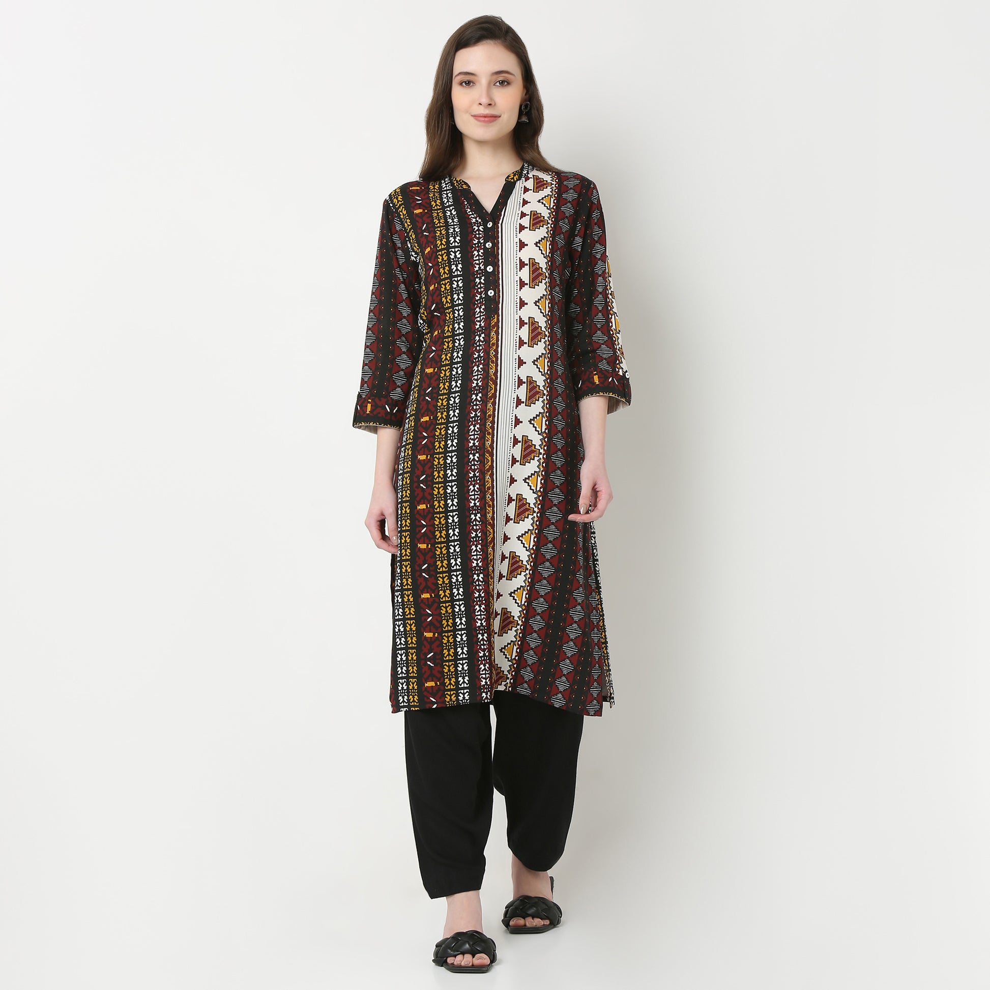 Half Placket Printed Kurta