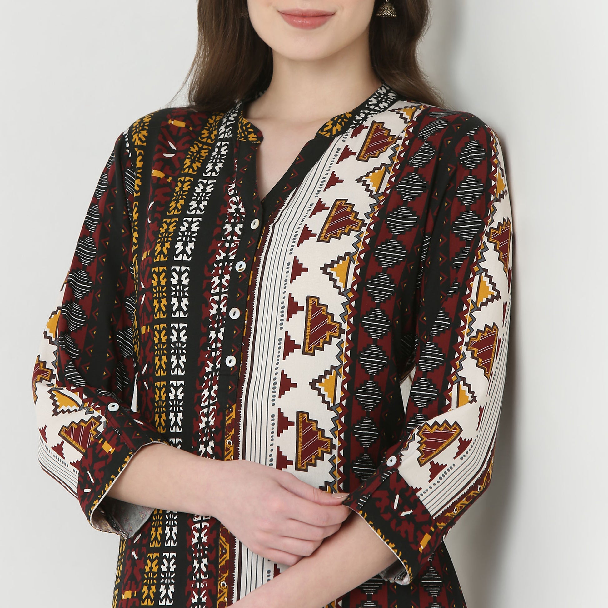 Half Placket Printed Kurta
