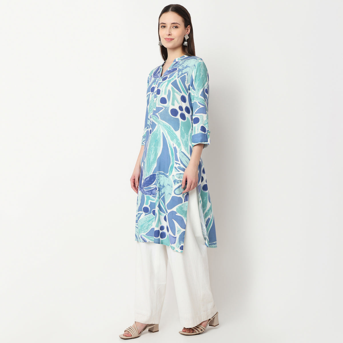 Printed Half Placket Kurta