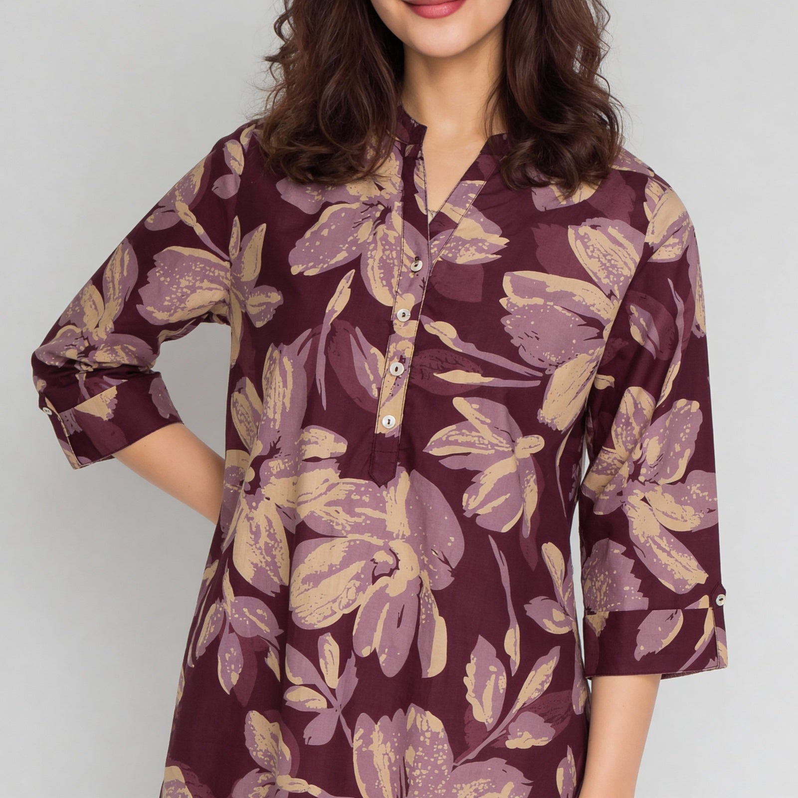 Cotton Printed Three-Fourth Sleeve Kurta