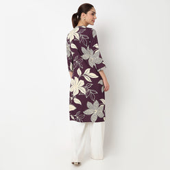 Printed Half Placket Long Kurta