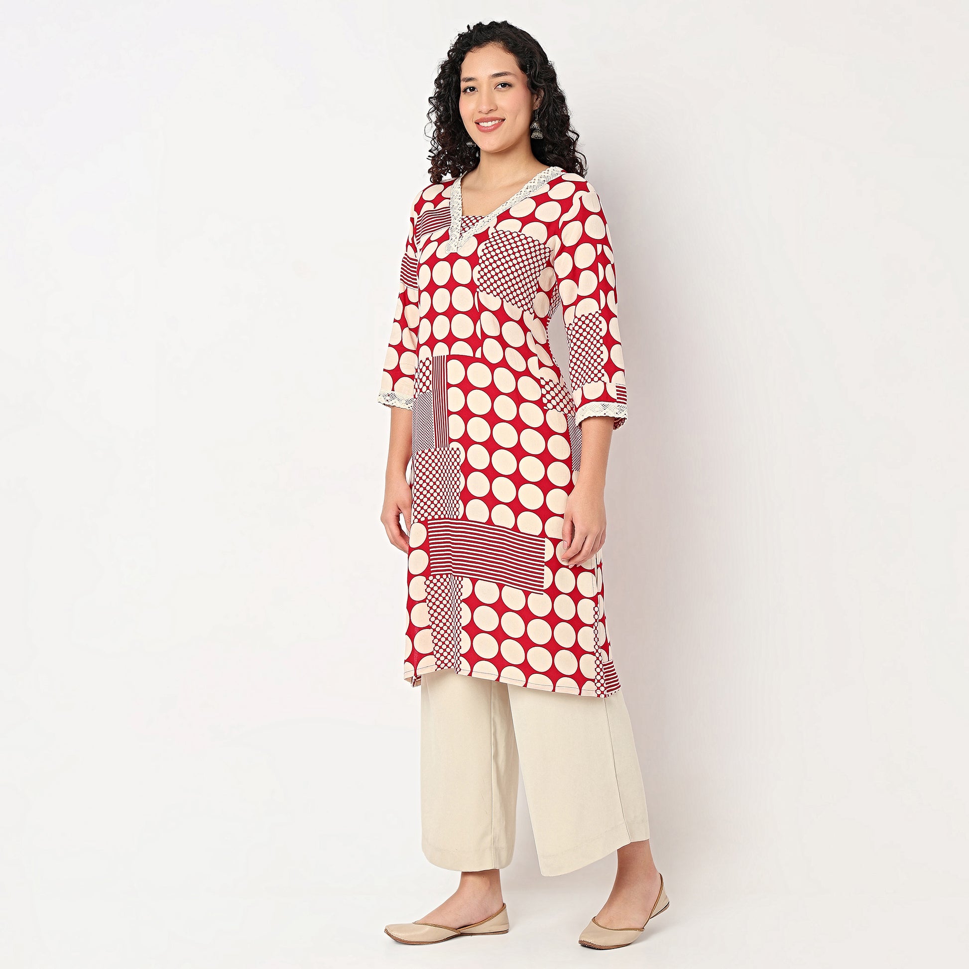 V-Neck Printed Kurta