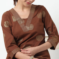 V-Neck Printed Long Kurta