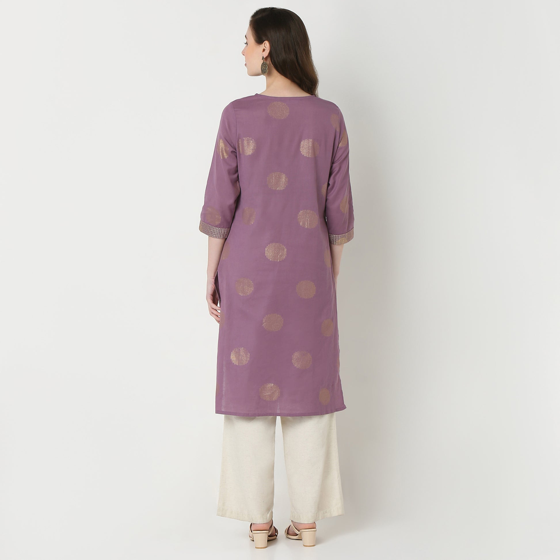 Buy Women Straight Fit Printed Three-Fourth Sleeve Kurta  - Style Union