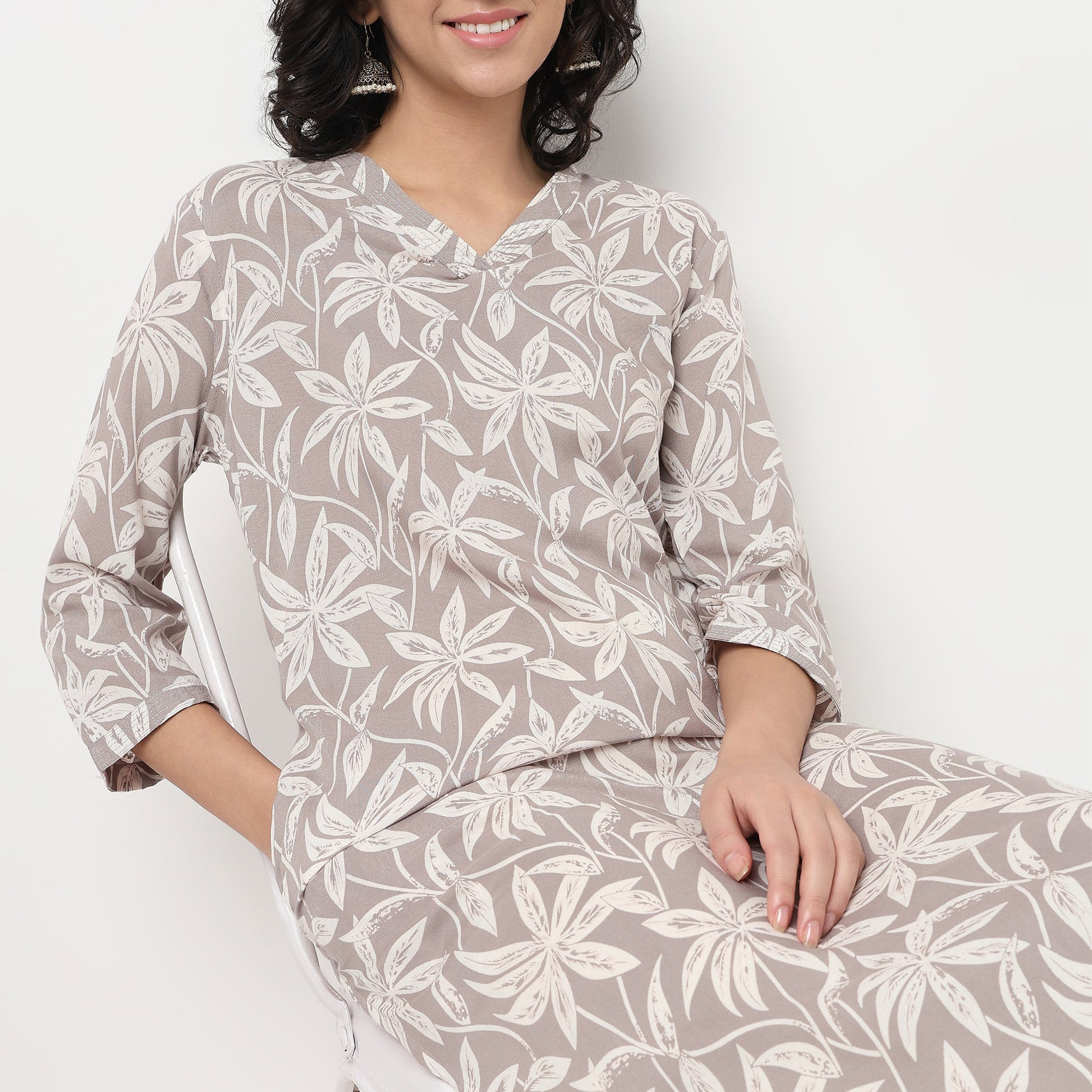 Order Now Women Printed V Neck Straight Fit Ethnic Wear Kurta by Style Union