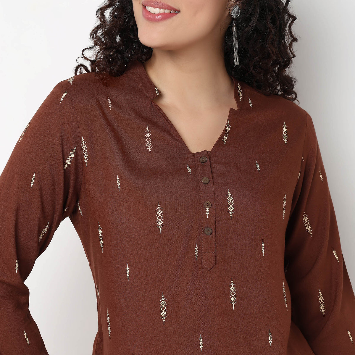 Order Now Women Printed V Neck Straight Fit Ethnic Wear Kurta by Style Union