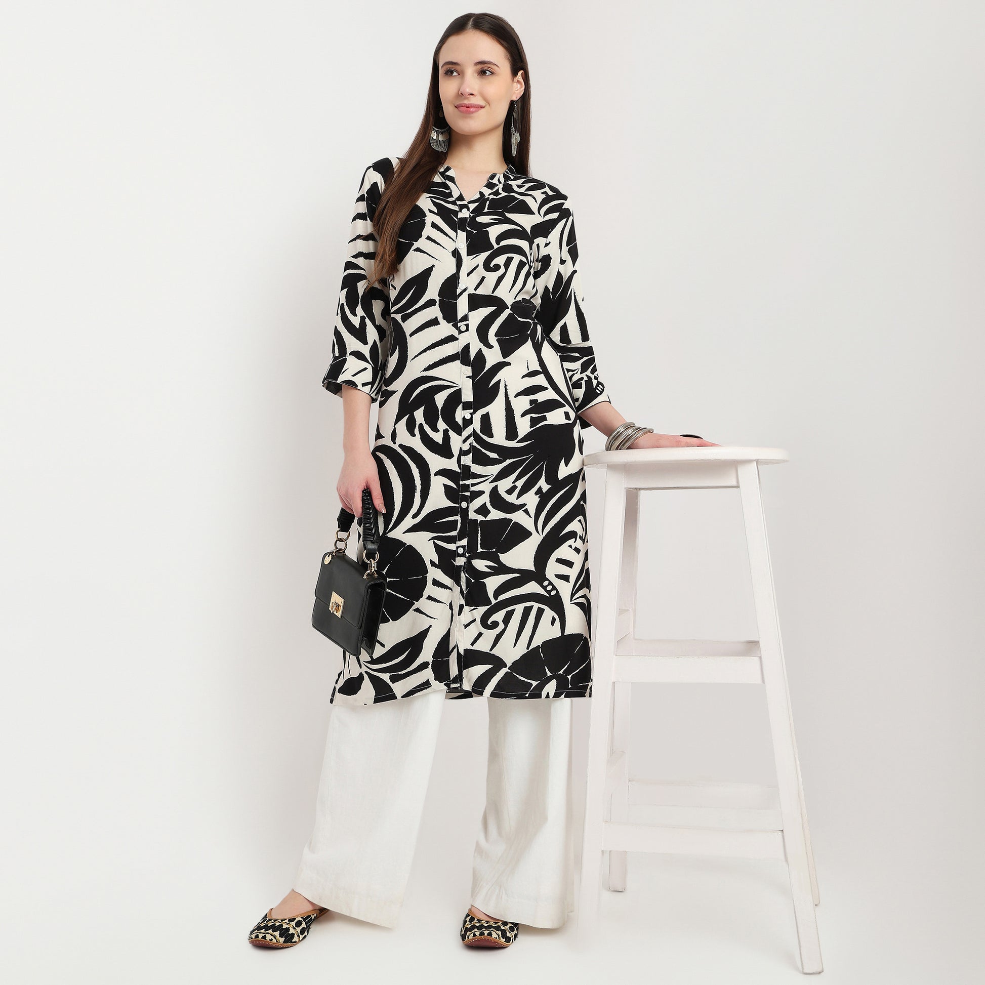 Full Placket Printed Long Kurta