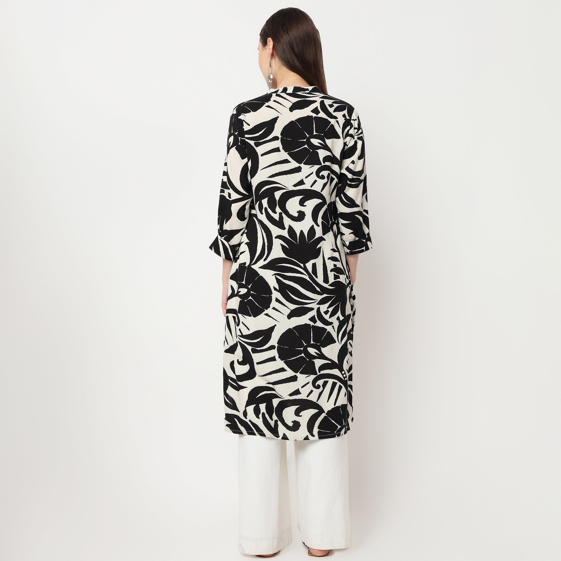 Full Placket Printed Long Kurta