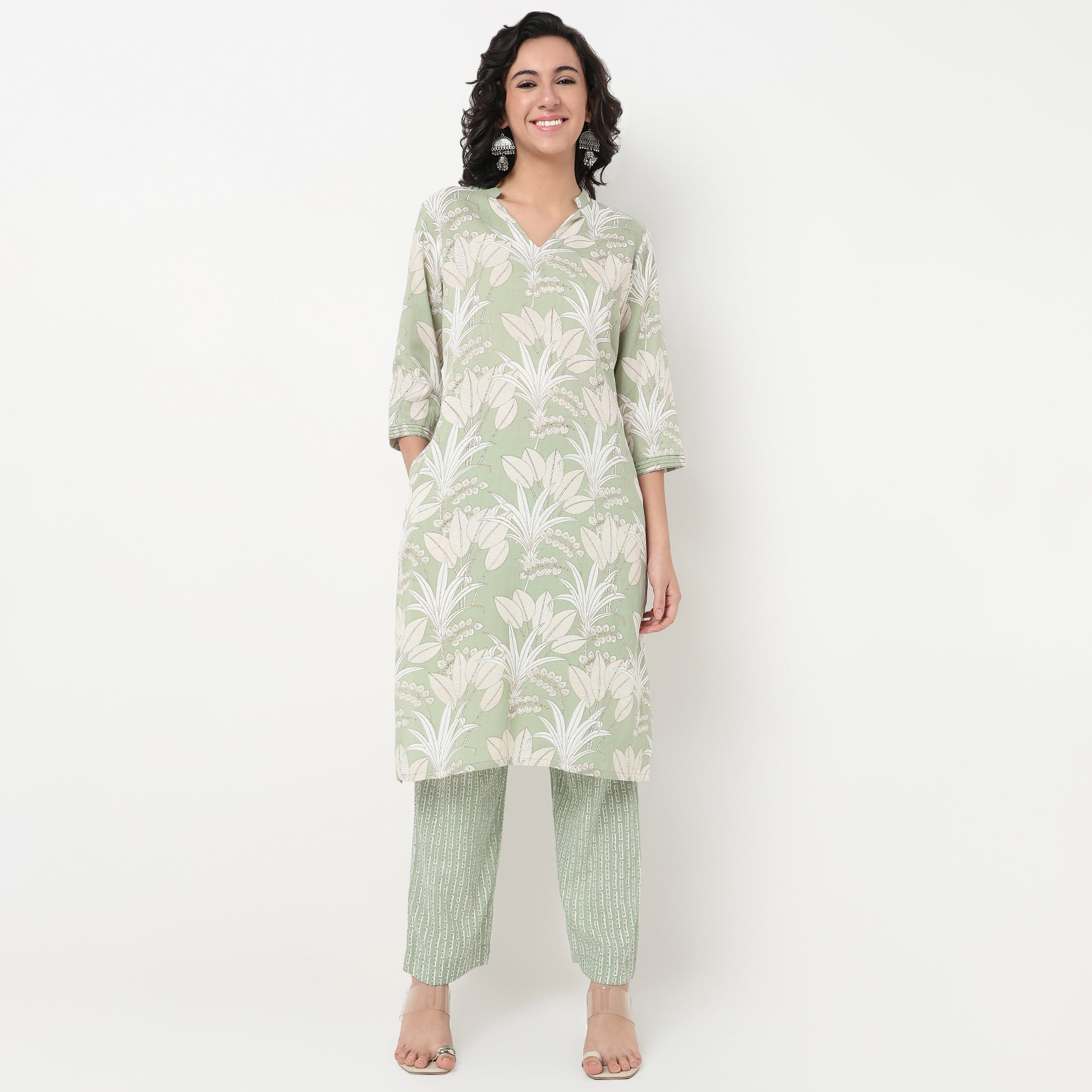 Order Now Women Printed V Neck Straight Fit Ethnic Wear Kurta by Style Union
