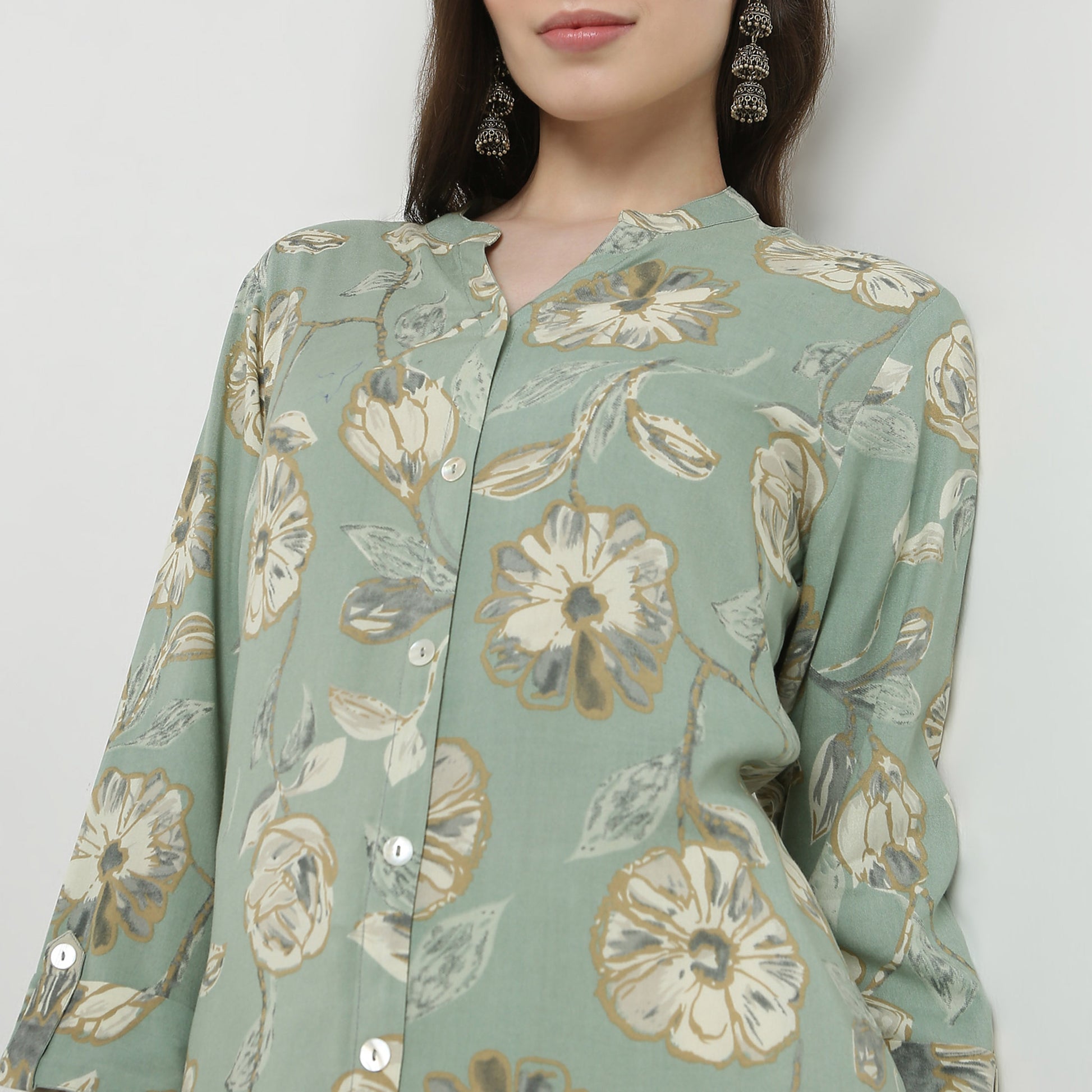 Full Placket Printed Long Kurta