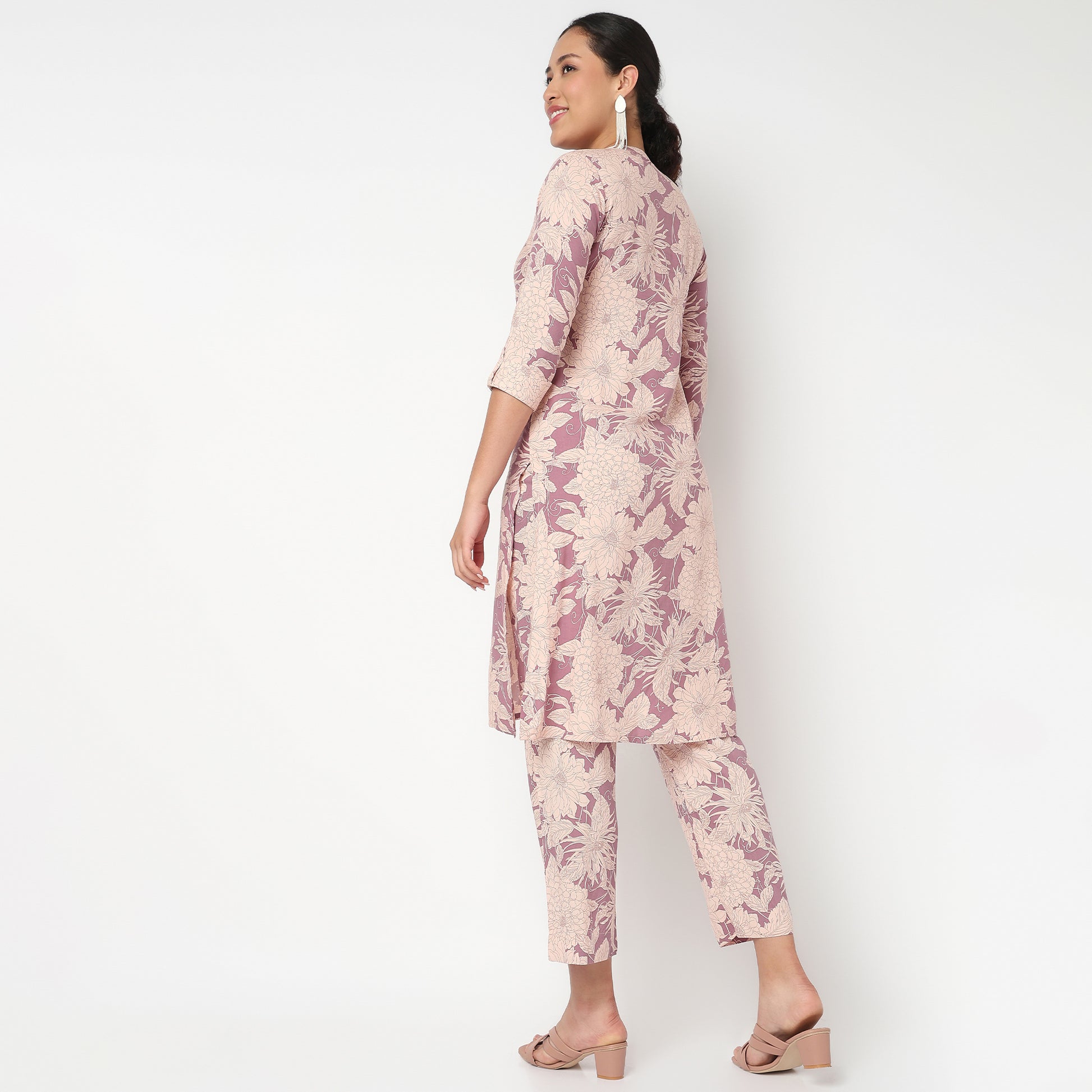 Printed Full Placket Cord Long Kurta