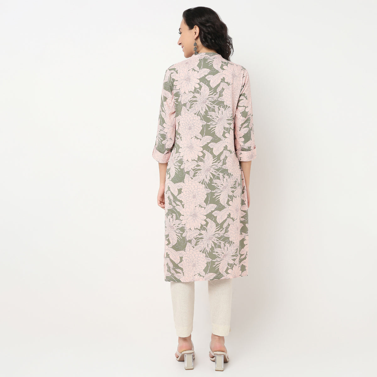 Order Now Women Printed Band Neck Straight Fit Ethnic Wear Kurta by Style Union