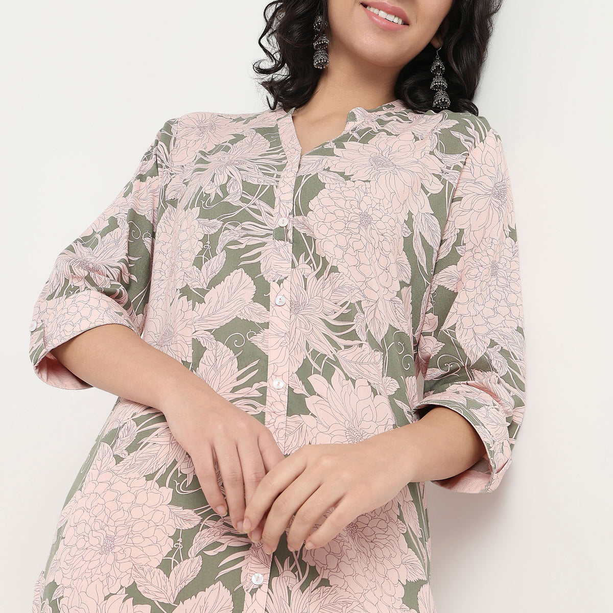 Order Now Women Printed Band Neck Straight Fit Ethnic Wear Kurta by Style Union