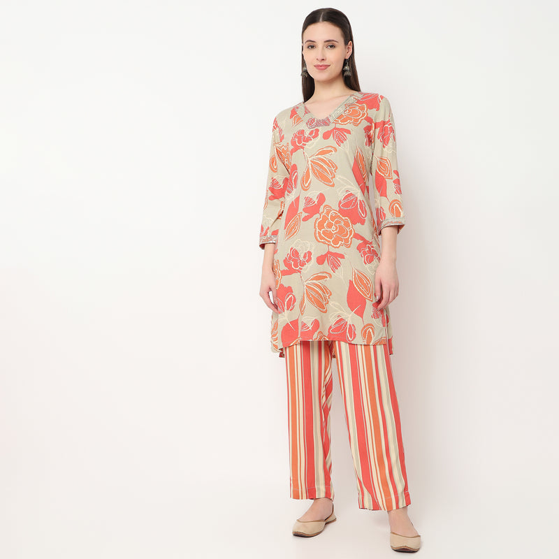 Embroidery Printed Kurta
