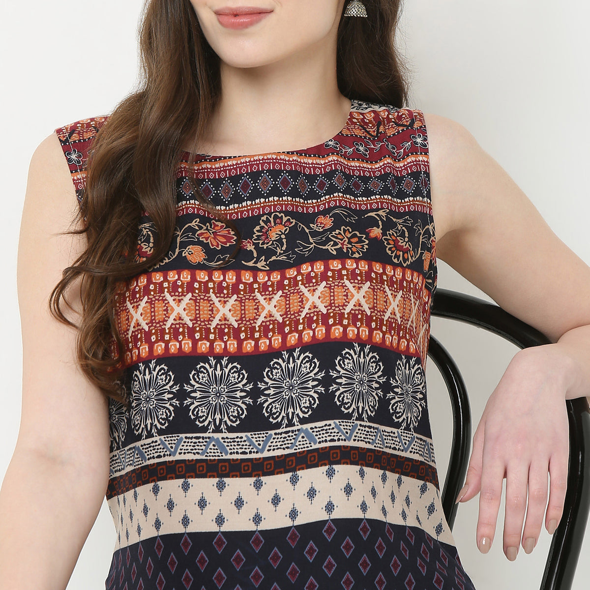 Boat Neck Printed Straigth Kurta