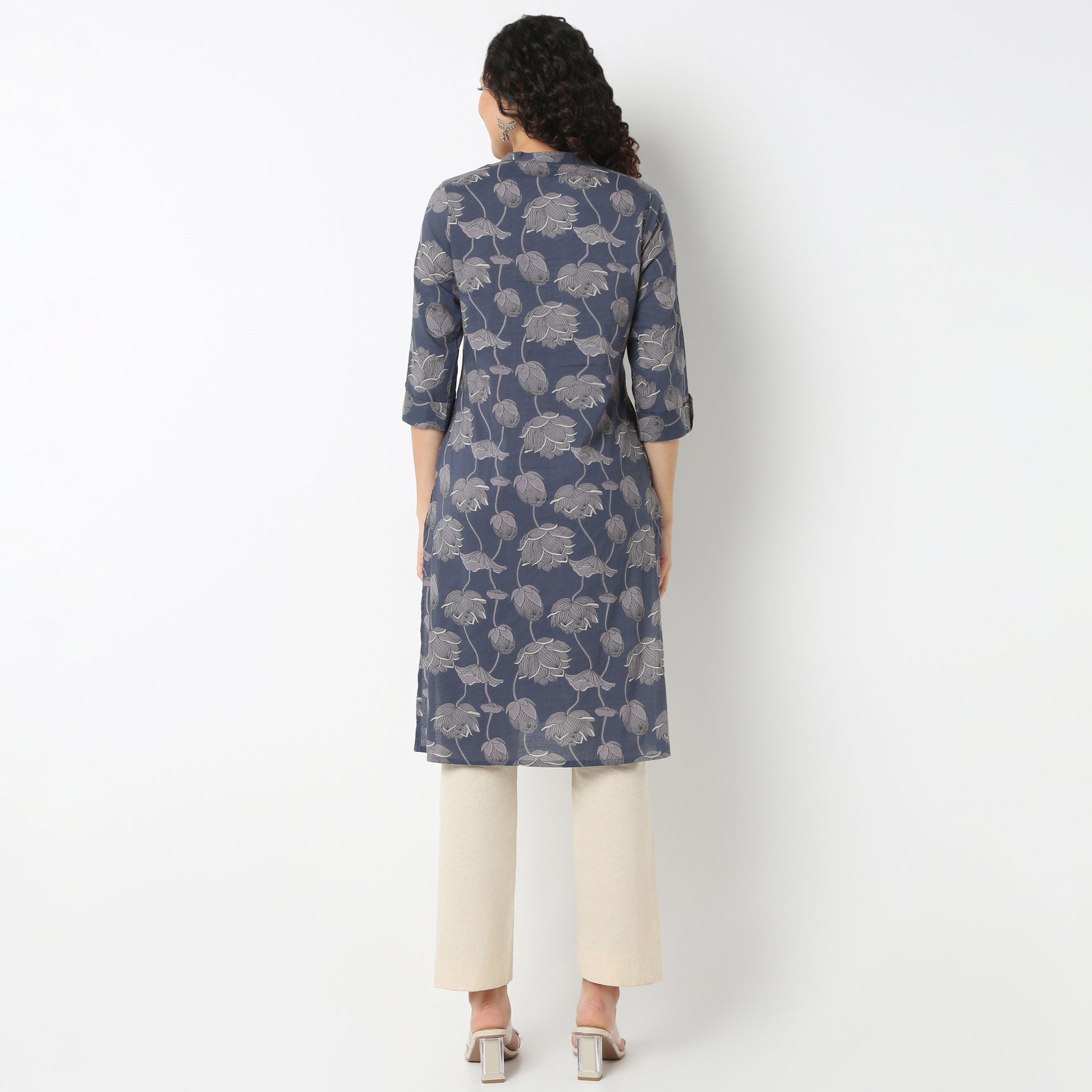 Half Placket Kurta-Cambric