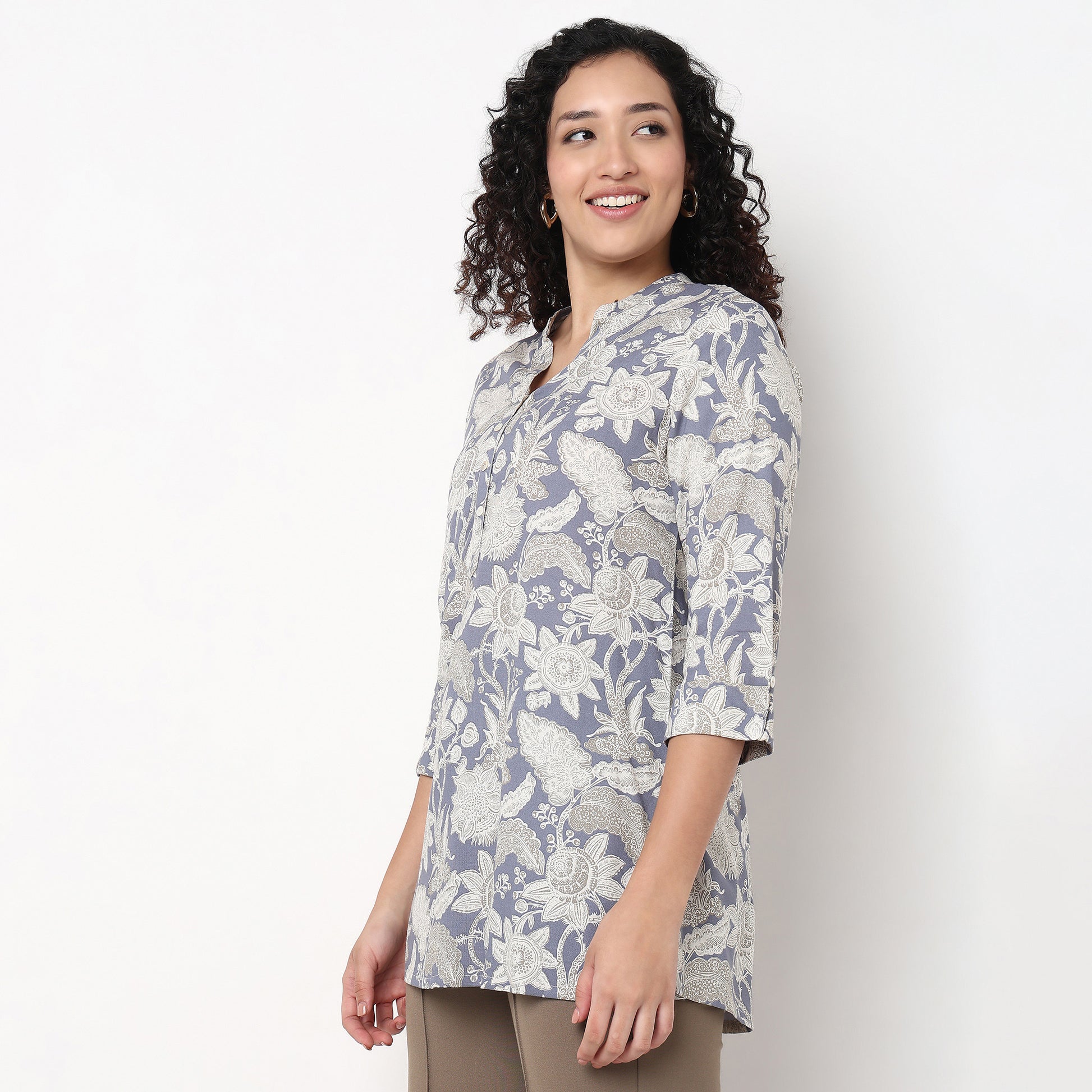 Half Placket Straight Short Kurta