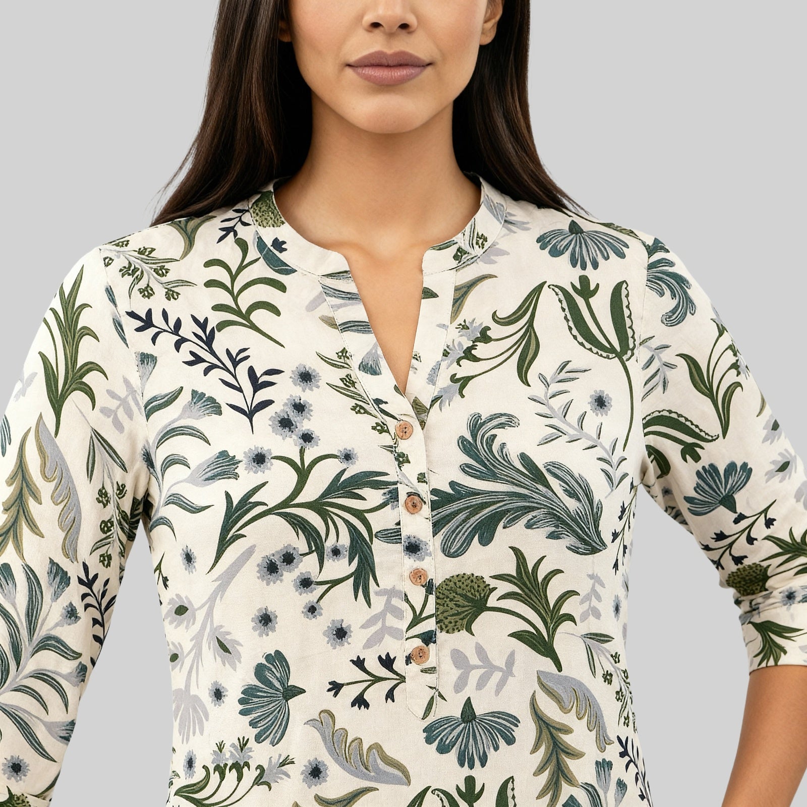 Printed Half Placket Short Kurta