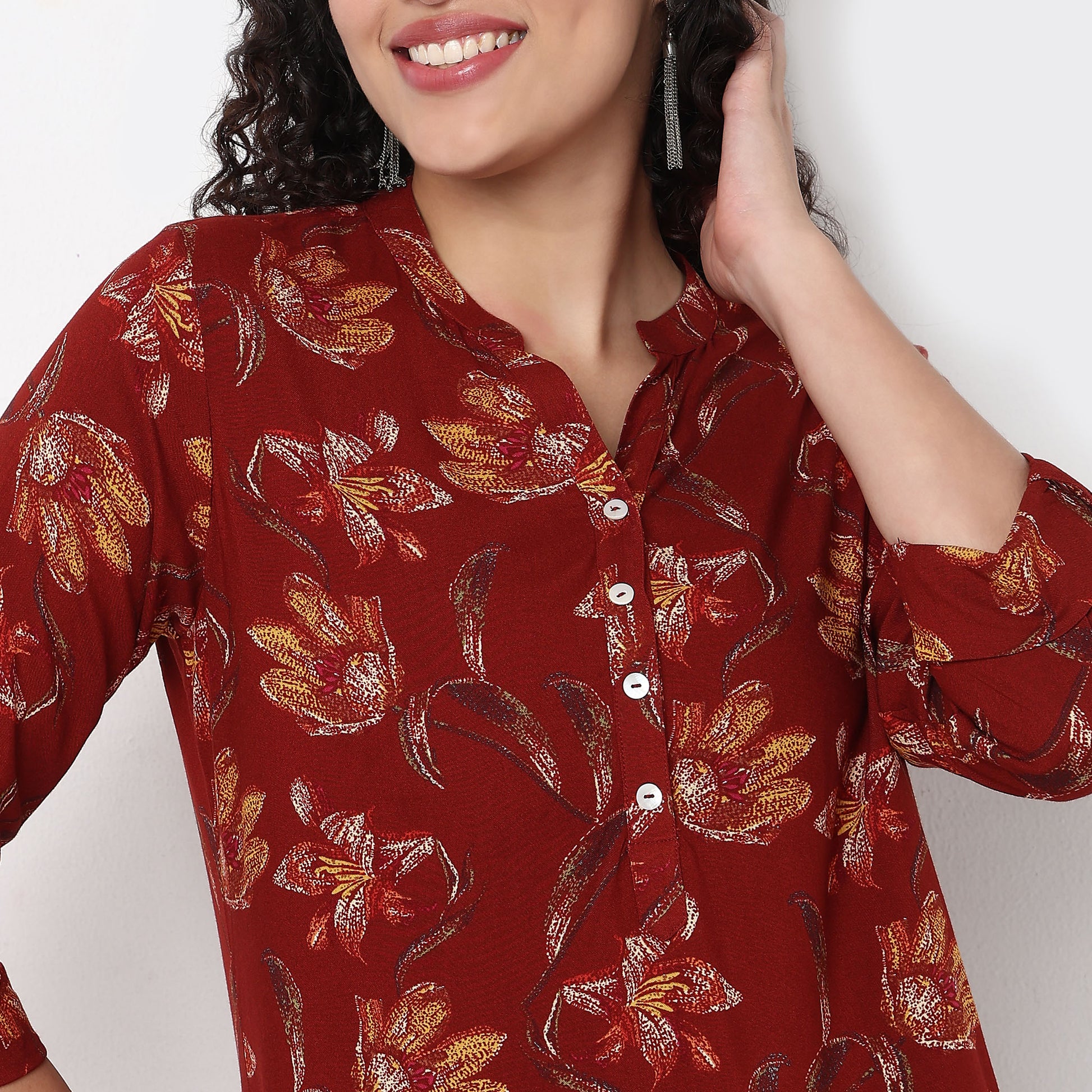 Half Placket Straight Short Kurta