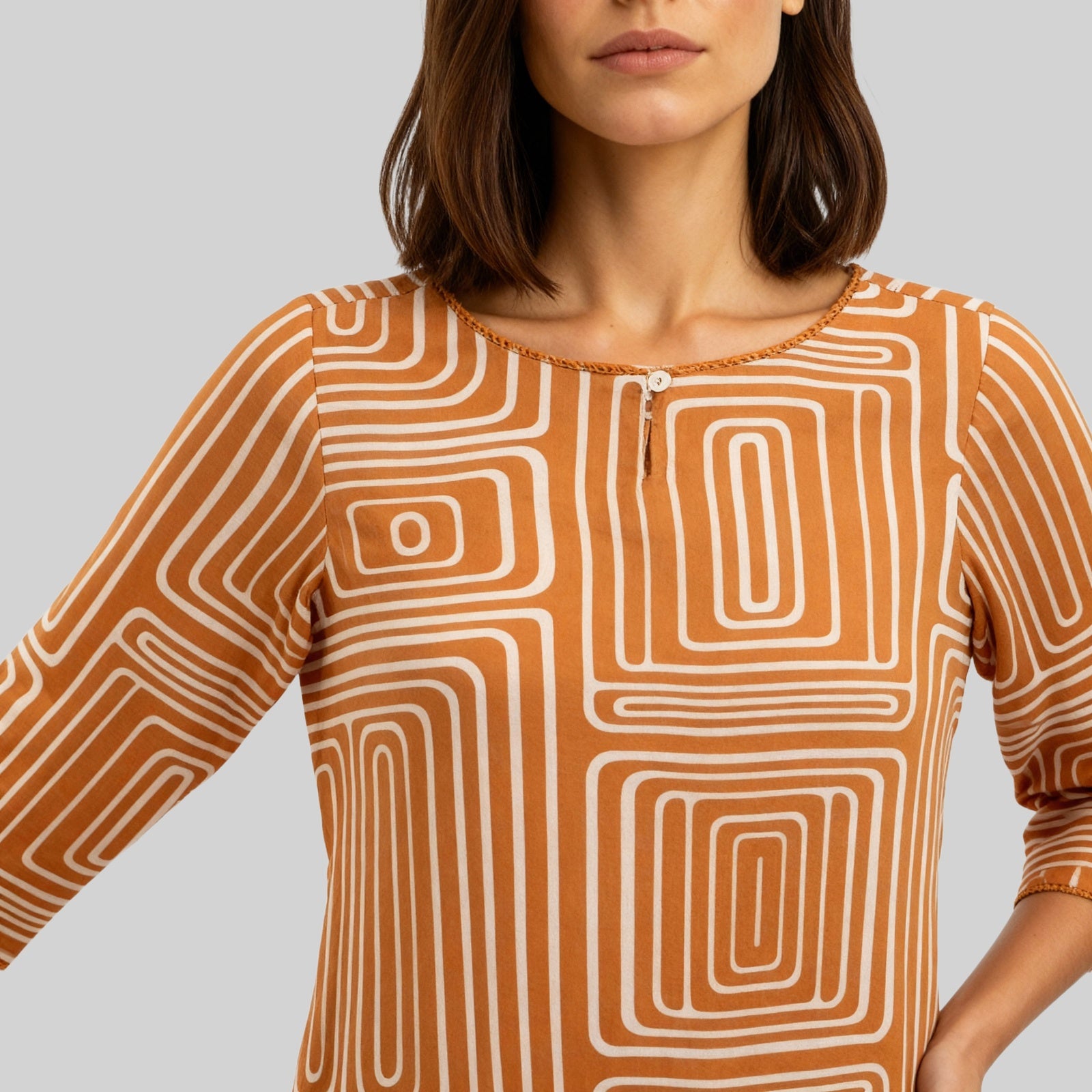 Printed Boat Neck Short Kurta