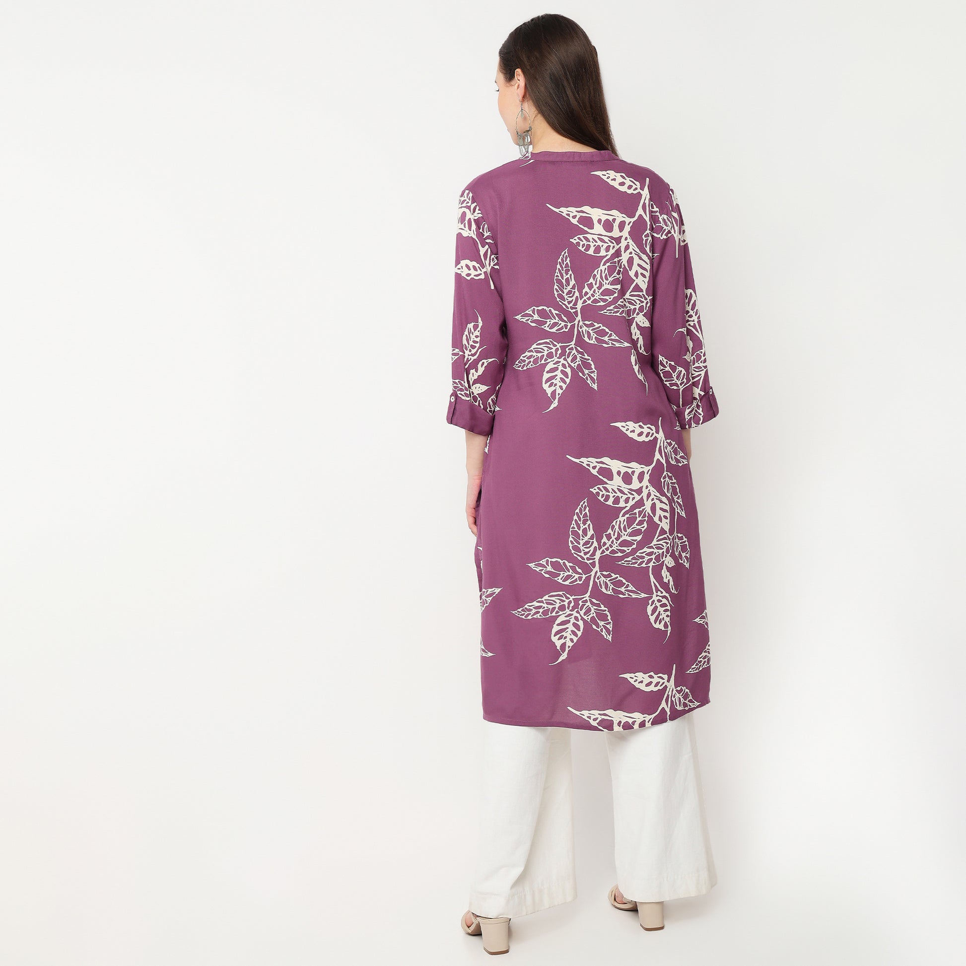 Half Placket Printed Long Kurta