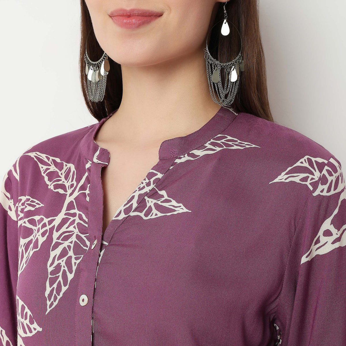 Half Placket Printed Long Kurta