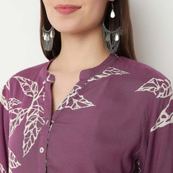 Half Placket Printed Long Kurta