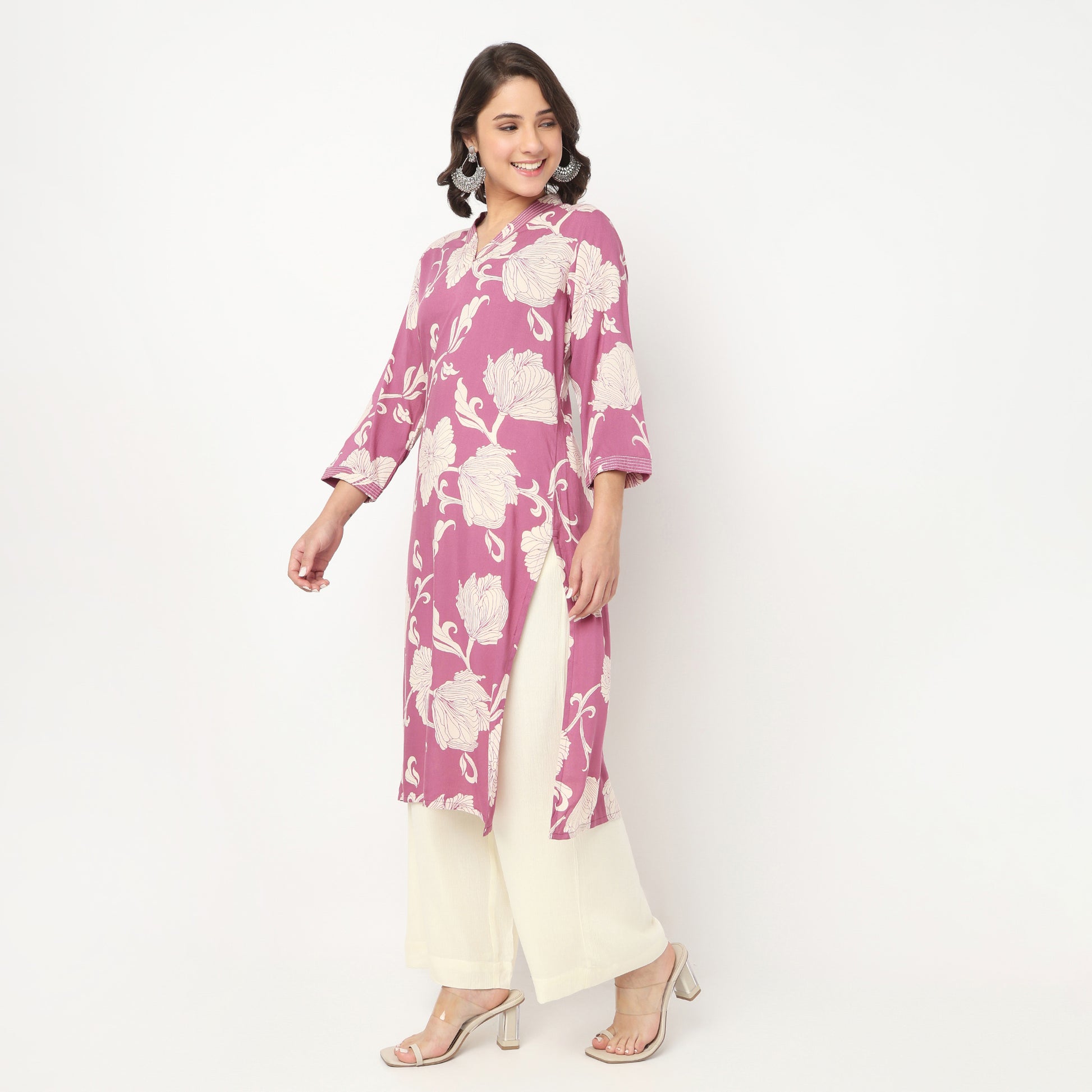 V Neck With Gusset and Couching Long Kurta
