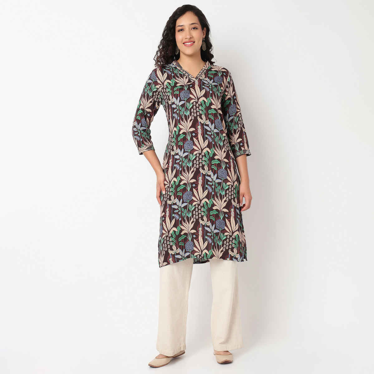 Printed Round Neck Long Kurta