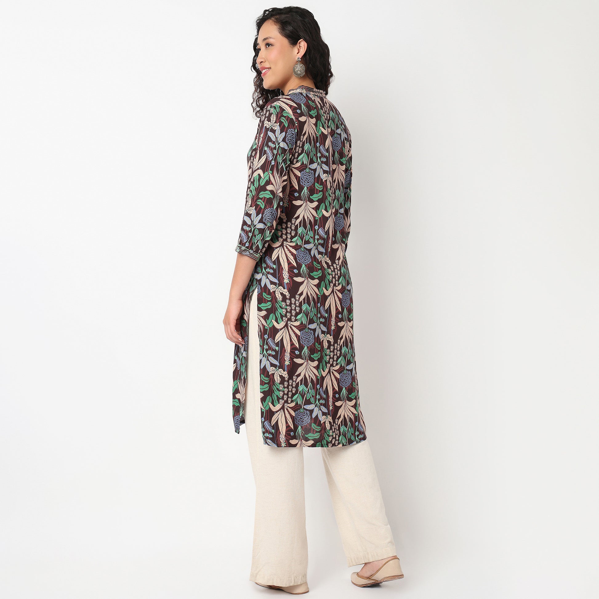 Printed Round Neck Long Kurta